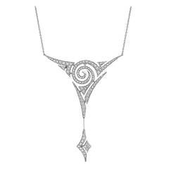 Diamond Gold Swirl Pendant Necklace