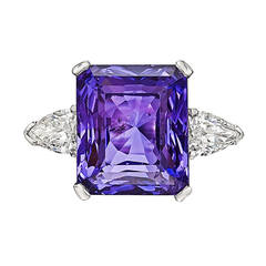 13.53 Carat Purple Sapphire Diamond Platinum Ring