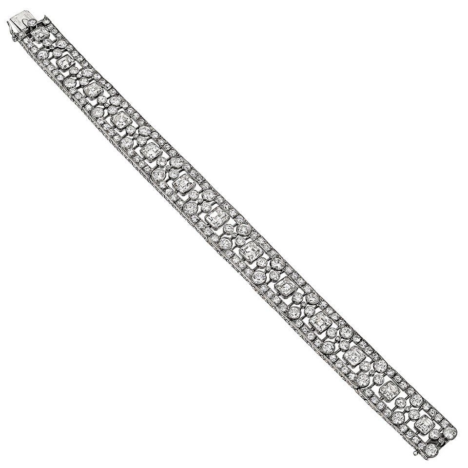 Van Cleef & Arpels Art Deco Diamond Platinum Panel Bracelet