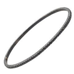 Yossi Harari Lilah Black Diamond Oxidized Silver Bangle 3