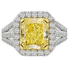 Betteridge 3.37 Carat GIA Cert Fancy Yellow Diamond Gold Platinum Ring