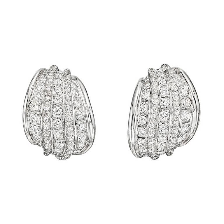 Repossi Diamond Gold Five Row Earclips