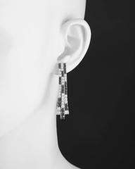 Carl F. Bucherer ​Black and White Diamond Gold Three Row Drop Earrings