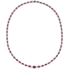 Ruby and Diamond Line Necklace