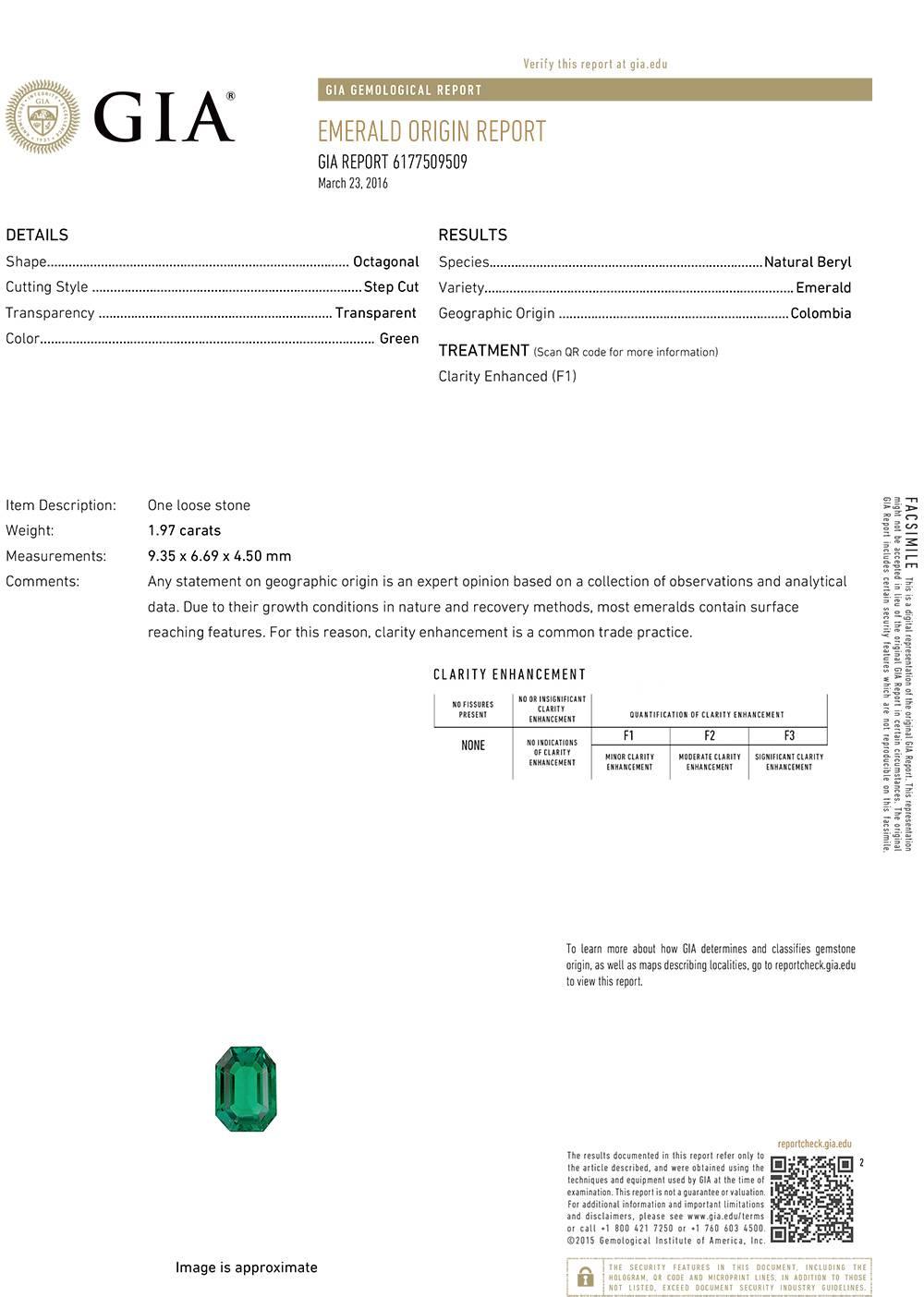 Colombian emerald and diamond wide band ring, centering an octagonal-shaped step-cut emerald weighing approximately 1.97 carats to the elegant two-row checkerboard motif band set with square-shaped emeralds and square-shaped diamonds, in 18k yellow