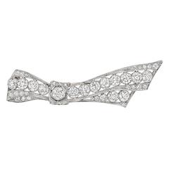 1930s Diamond Platinum Ribbon Brooch 4