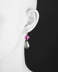 Baroque Pearl Pink Tourmaline Gold Drop Earrings