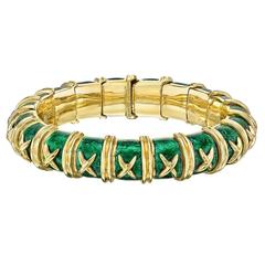 Tiffany & Co. ​Schlumberger Green Enamel Gold "Croisillon" Bracelet