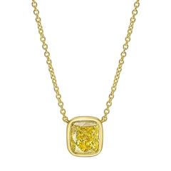 yellow diamond solitaire necklace Betteridge 2.05 Carat GIA Cert Fancy Intense Yellow Diamond Solitaire Pendant