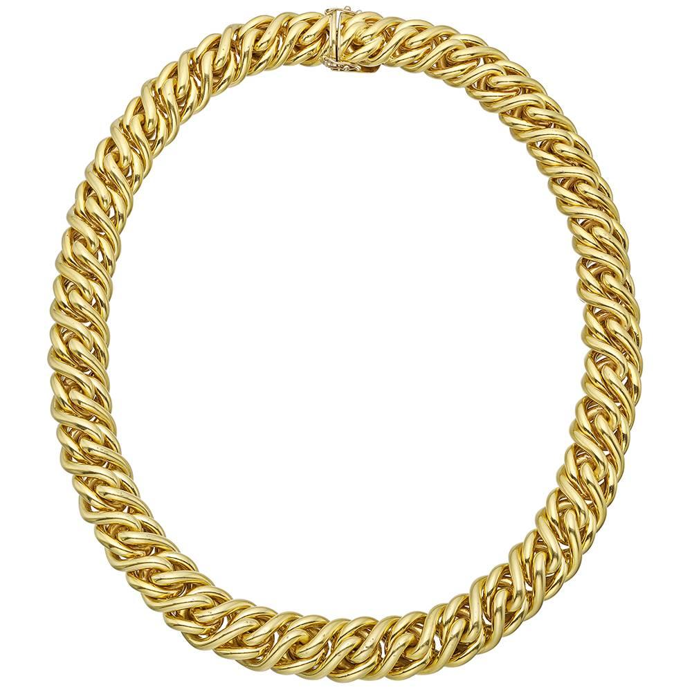 Tiffany and Co. Gold Woven Chain Link Necklace at 1stDibs