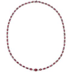 Ruby Diamond Platinum Line Necklace