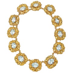 Georgian Gold and Aquamarine Link Necklace