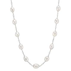 Keshi Pearl and Diamond Briolette Chain Necklace