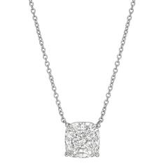 Betteridge 3.01 Carat Cushion Brilliant Cut Diamond platinum Solitaire Pendant 10