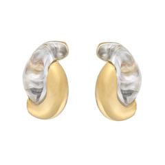 Seaman Schepps ​Gold and Rock Crystal "Half Link" Earrings
