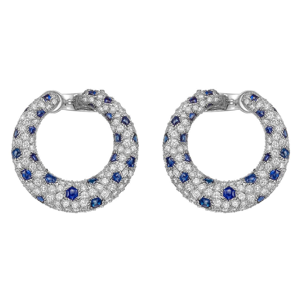 Cartier Diamond and Sapphire ​"Panthère" Hoop Earrings