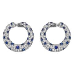 Cartier Diamond and Sapphire ​"Panthère" Hoop Earrings