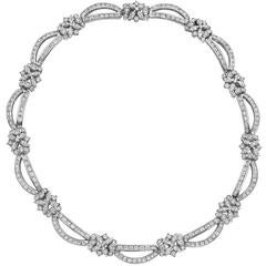 Diamond Cluster and 'Draped' Link Necklace 9