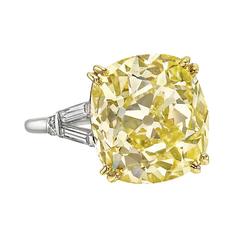12.10 Carat Fancy Intense Yellow Diamond Ring