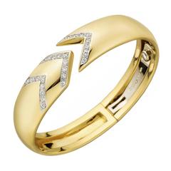 Cartier Diamond Yellow Gold Chevron Cuff Bracelet