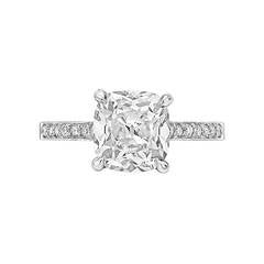 Cushion-Cut Diamond Platinum Engagement Ring GIA Cert