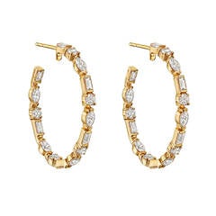 Ivanka Trump Mixed-Cut Diamond Gold Hoop Earrings