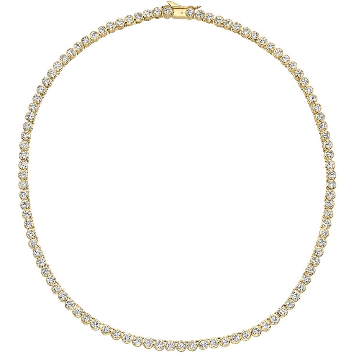 Bezel-Set Diamond Line Necklace, 10 Carat