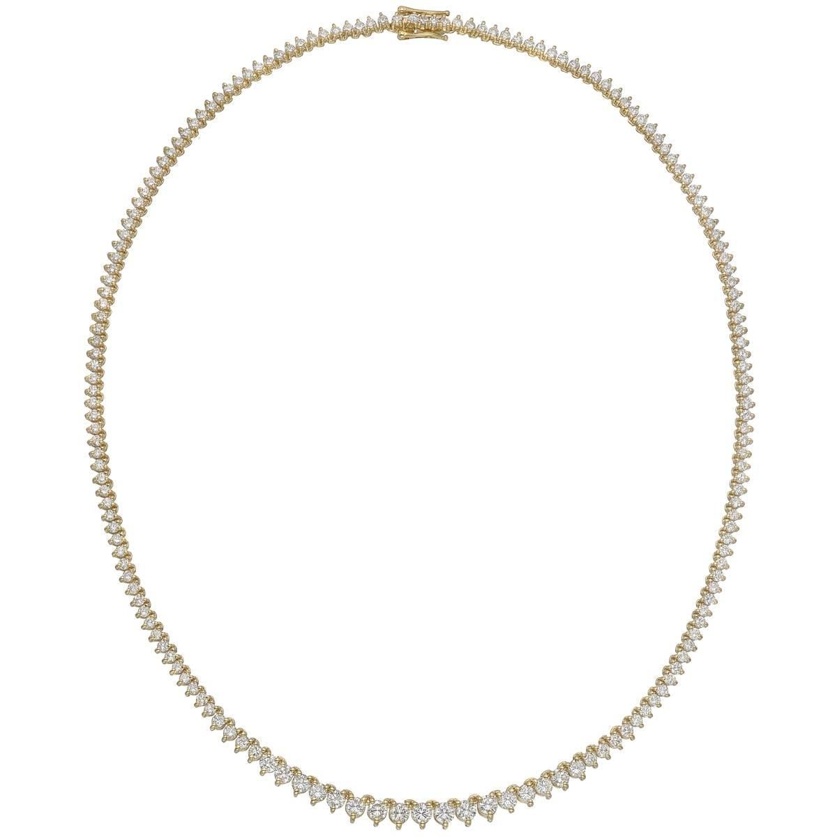 Yellow Gold Diamond Line Necklace, 7.5 Carat