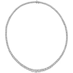 Graduated Round Brilliant Diamond Line Necklace, 11 Carat