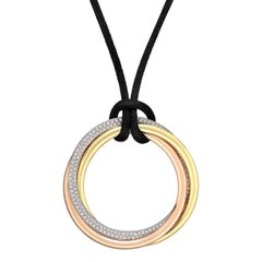 Cartier Extra Large Tri-Colored Gold Diamond "Trinity" Pendant