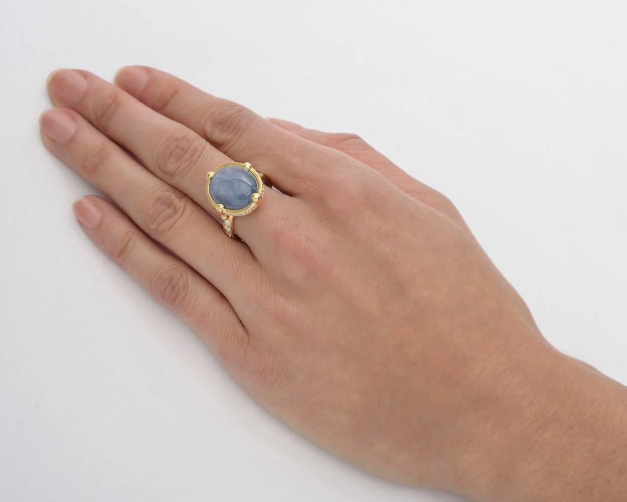 Temple St. Clair Star Sapphire Diamond Ring In Excellent Condition In Greenwich, CT