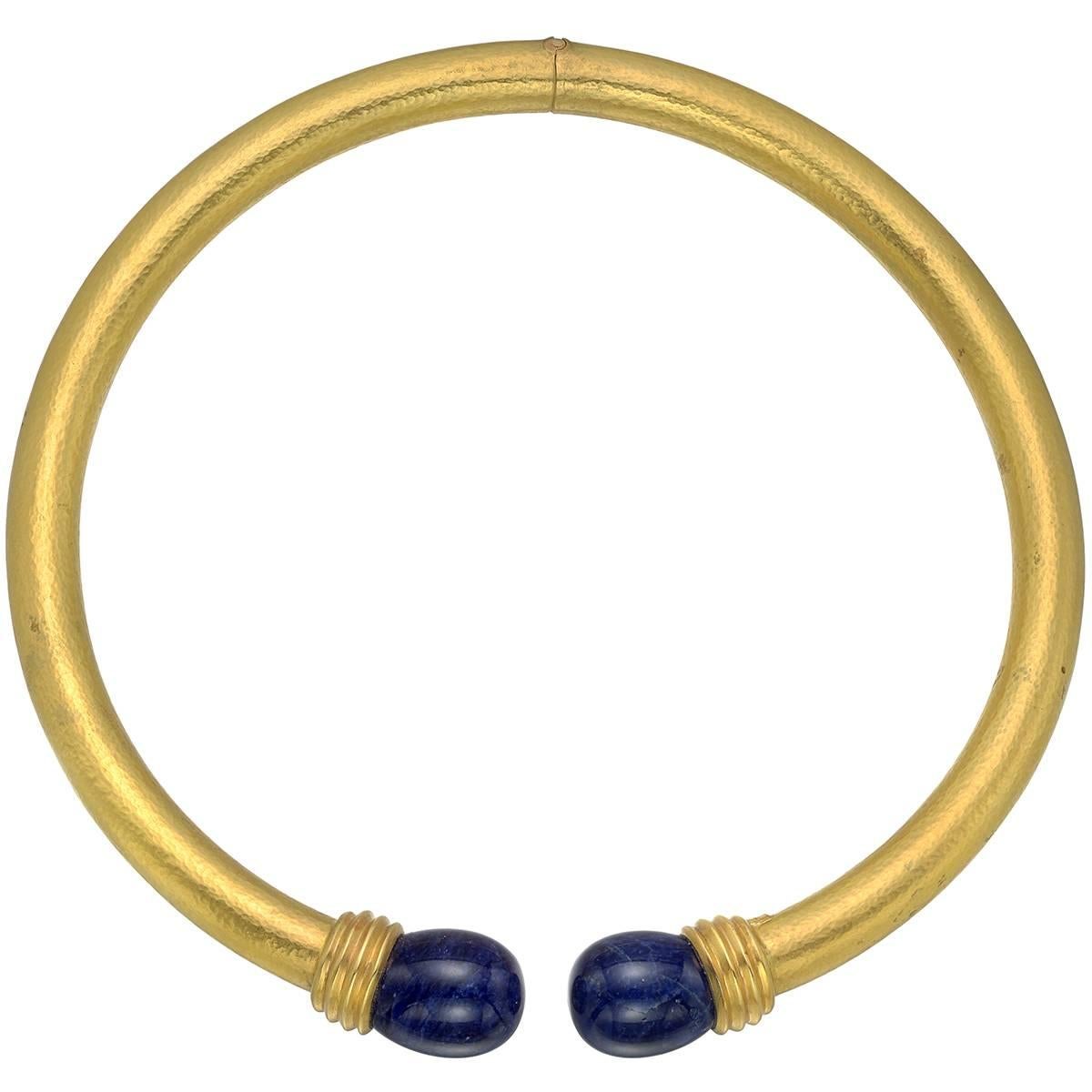 Lalaounis Yellow Gold Lapis Collar Necklace