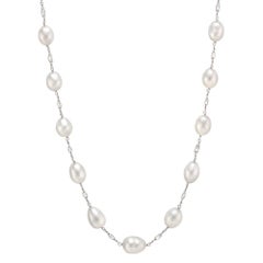 Keshi Pearl Diamond Briolette Chain Necklace