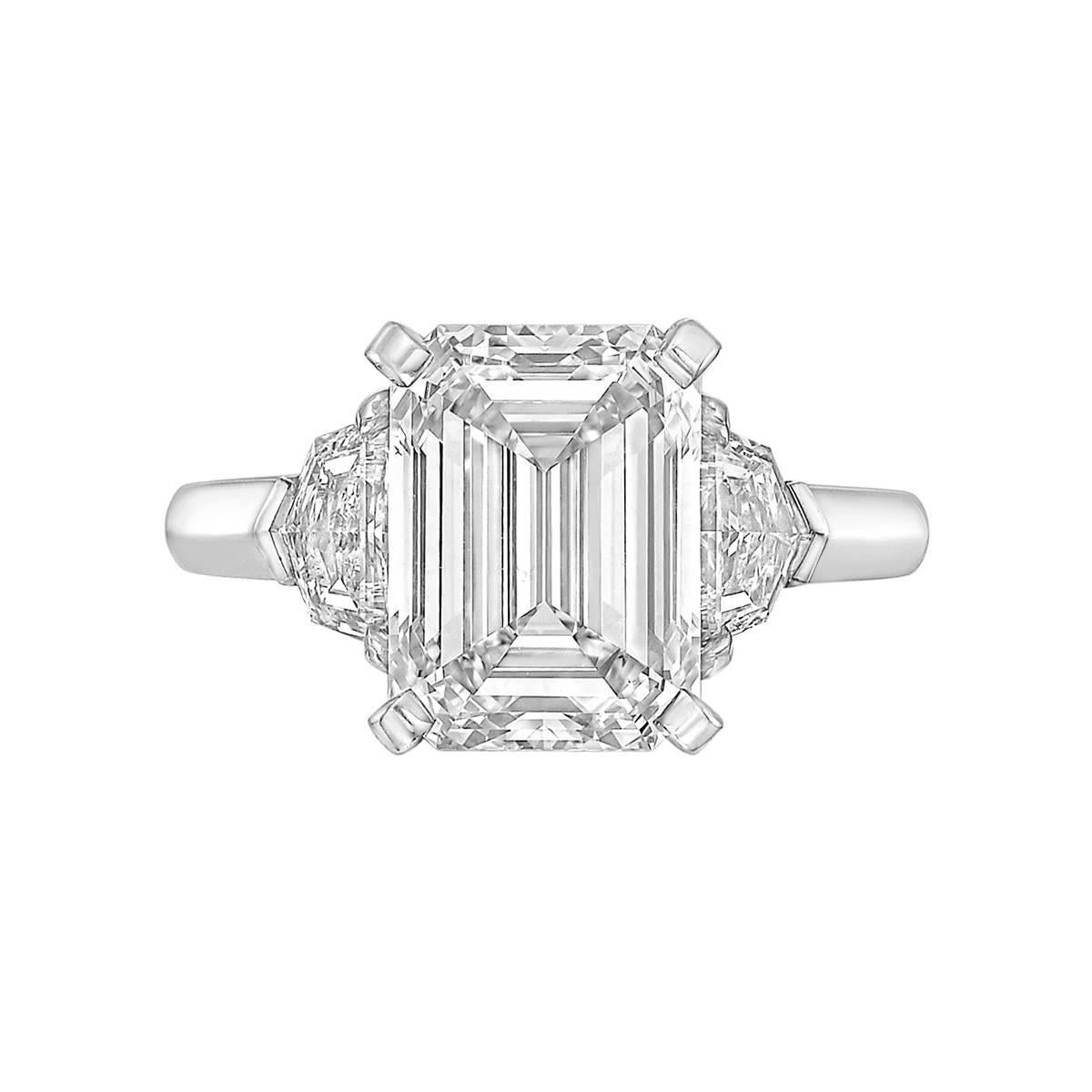 Betteridge GIA Report 4.11 Carat Emerald-Cut Diamond Engagement Ring
