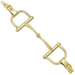 Gucci Yellow Gold Stirrup Buckle Link Bracelet