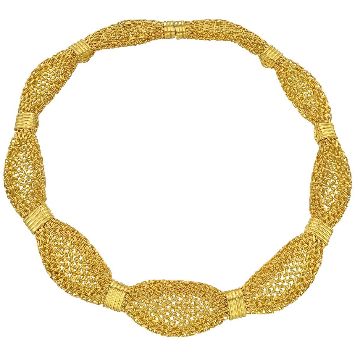 Woven 24 Karat Yellow Gold Necklace