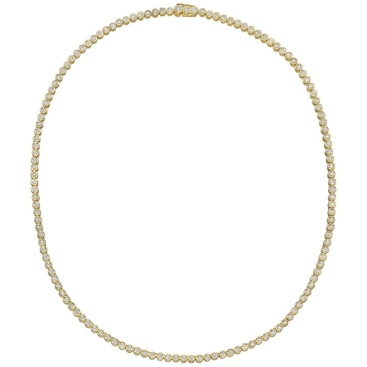 Bezel-Set Round Brilliant Diamond Line Necklace