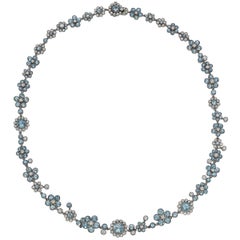 Tiffany & Co. Aquamarine Diamond "Enchant" Flower Necklace