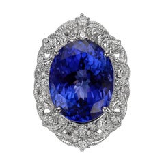 18.03 Carat Tanzanite Diamond Cocktail Ring 7