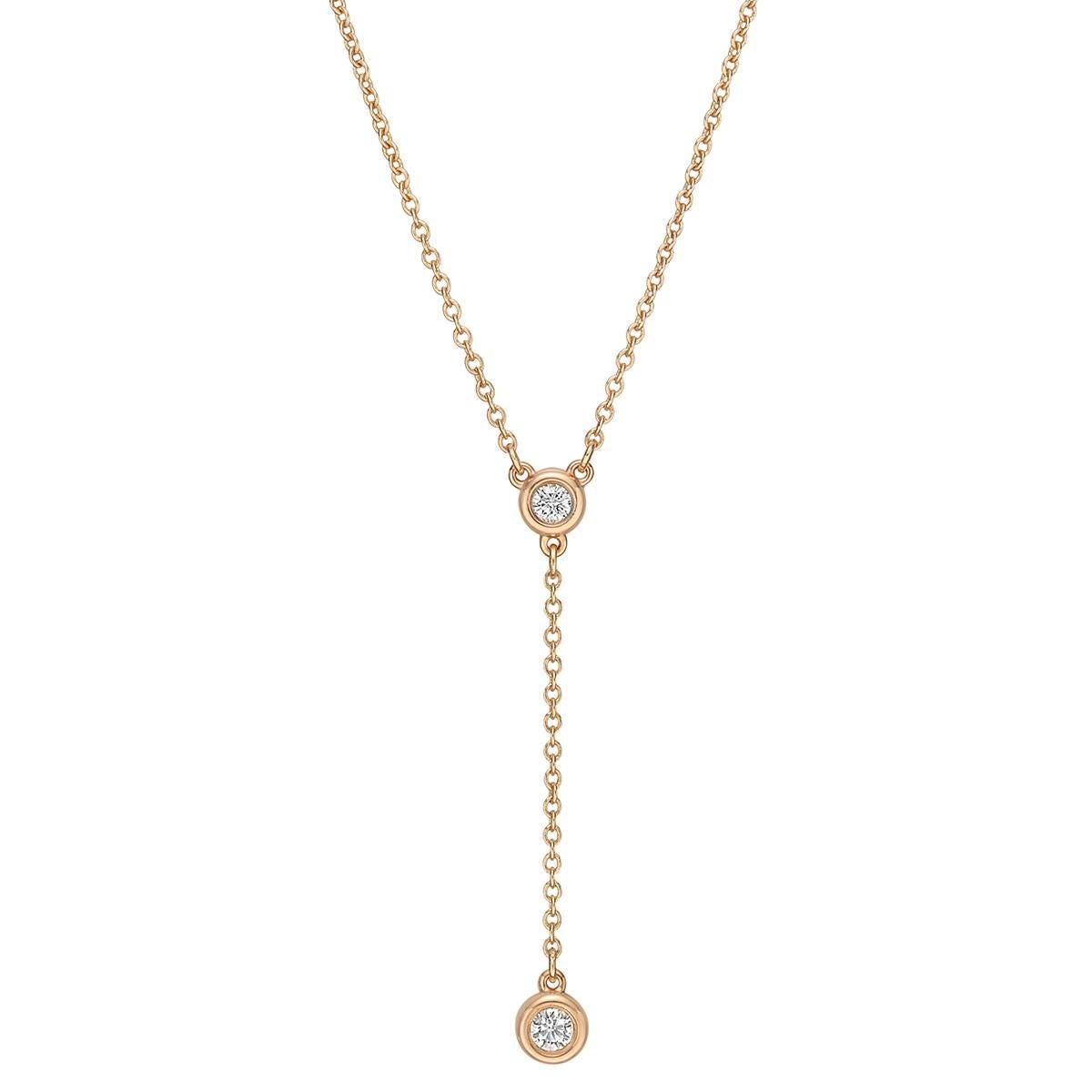 Tiffany & Co. Elsa Peretti Rose Gold Diamond 'Y' Necklace