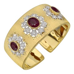 Buccellati Gold Ruby Diamond Cuff Bracelet