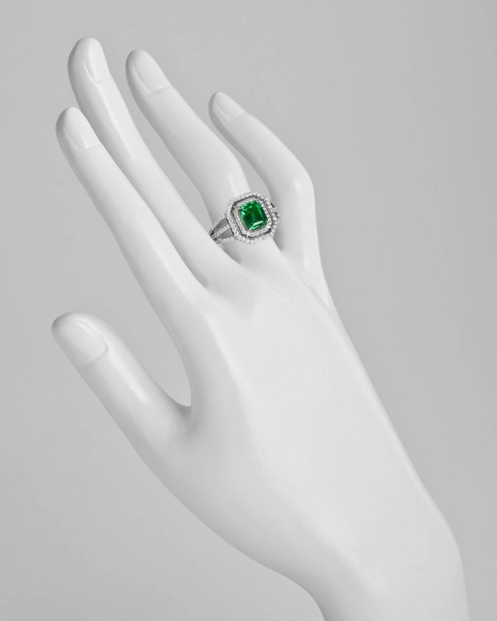Emerald Cut 1.49 Carat No-Oil Emerald Diamond Ring
