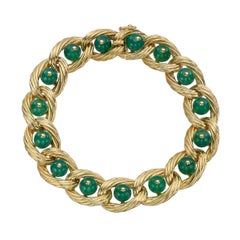 Van Cleef & Arpels Yellow Gold Chrysoprase Link Bracelet