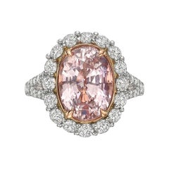 6.09 Karat Padparadscha Saphir Diamant Cluster Ring