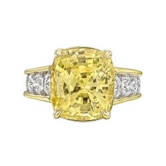 Robert Procop 10.58 Carat Yellow Sapphire and Diamond Ring