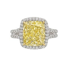 Betteridge 4.57 Carat Fancy Yellow Diamond Engagement Ring