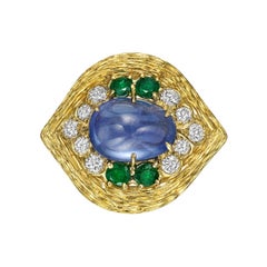 Van Cleef & Arpels Sapphire, Emerald Diamond Cocktail Ring