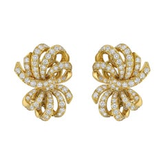 Van Cleef 
Arpels Diamond Yellow Gold Bow Earclips