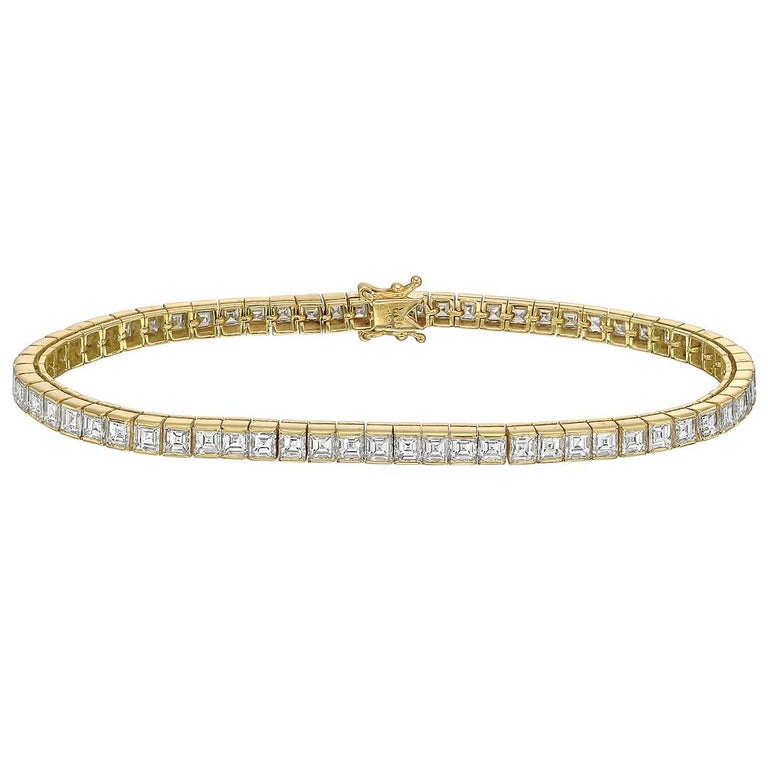 Diamond Gold Link Tennis Bracelet For Sale at 1stdibs