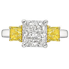 2.05 Carat Radiant-Cut Diamond Gold Platinum Engagement Ring
